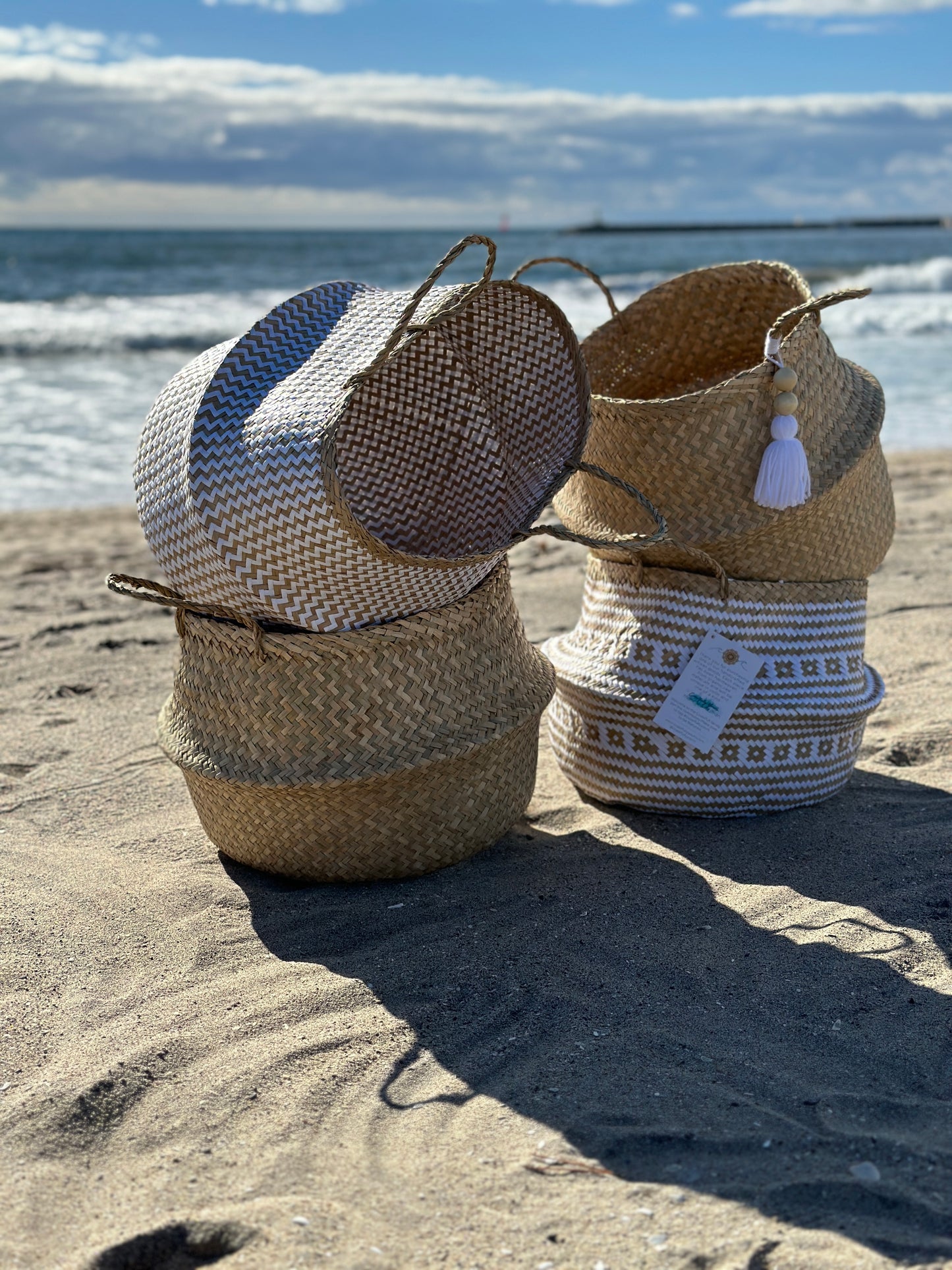 Extra Large Seagrass Woven Storage Baskets Set of 4, Wicker Baskets for Organizing, Nursery and Home Storage