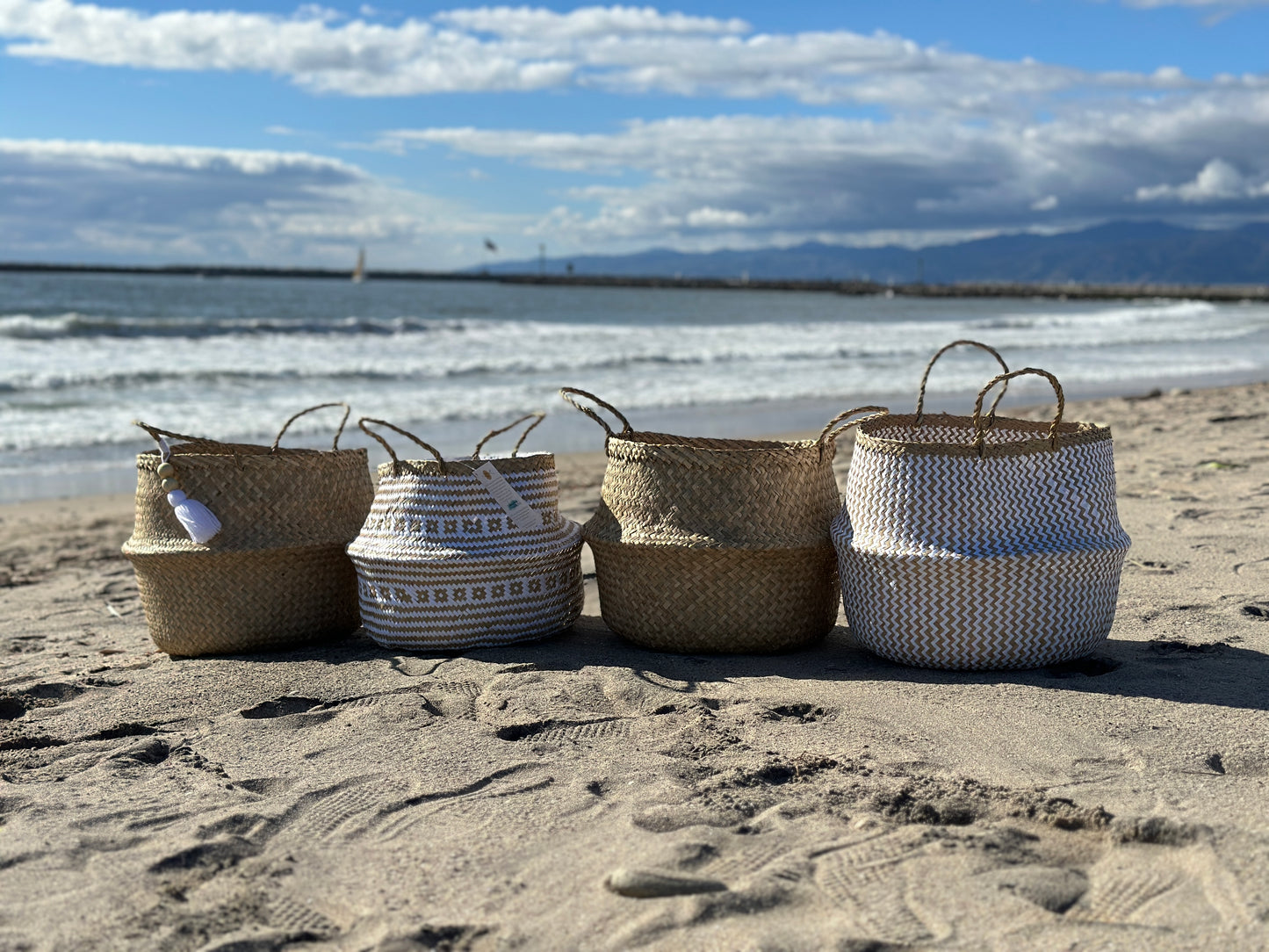 Extra Large Seagrass Woven Storage Baskets Set of 4, Wicker Baskets for Organizing, Nursery and Home Storage