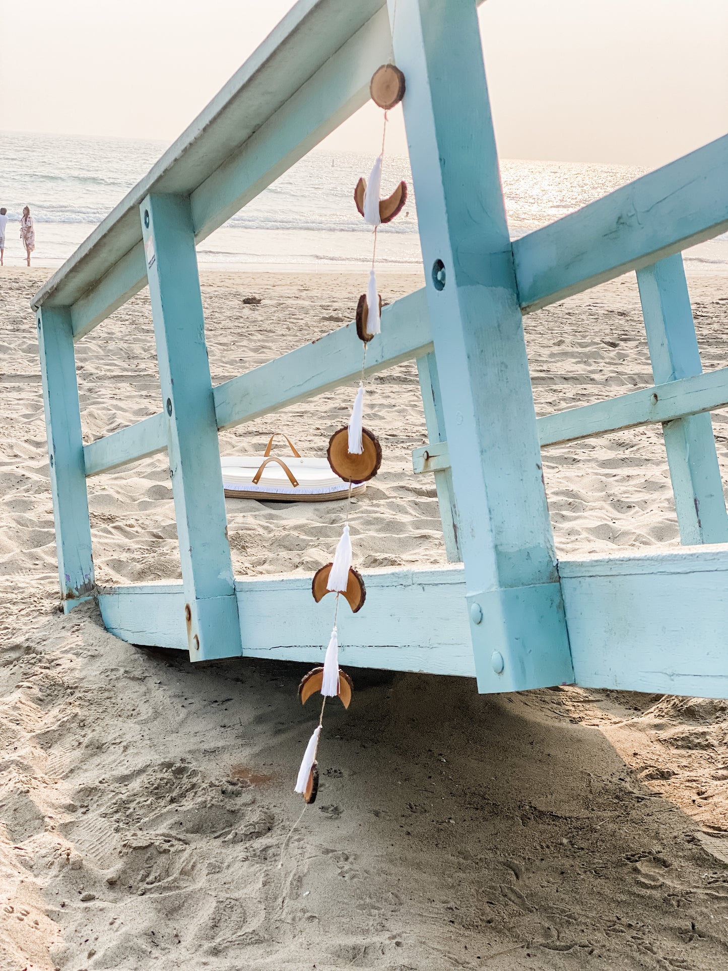 Coastfully Yours Handcarved Natural Birchwood Moon Phase Garland with Tassels